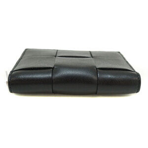 Bottega Veneta Wallet Billfold Black Compact Round Zipper